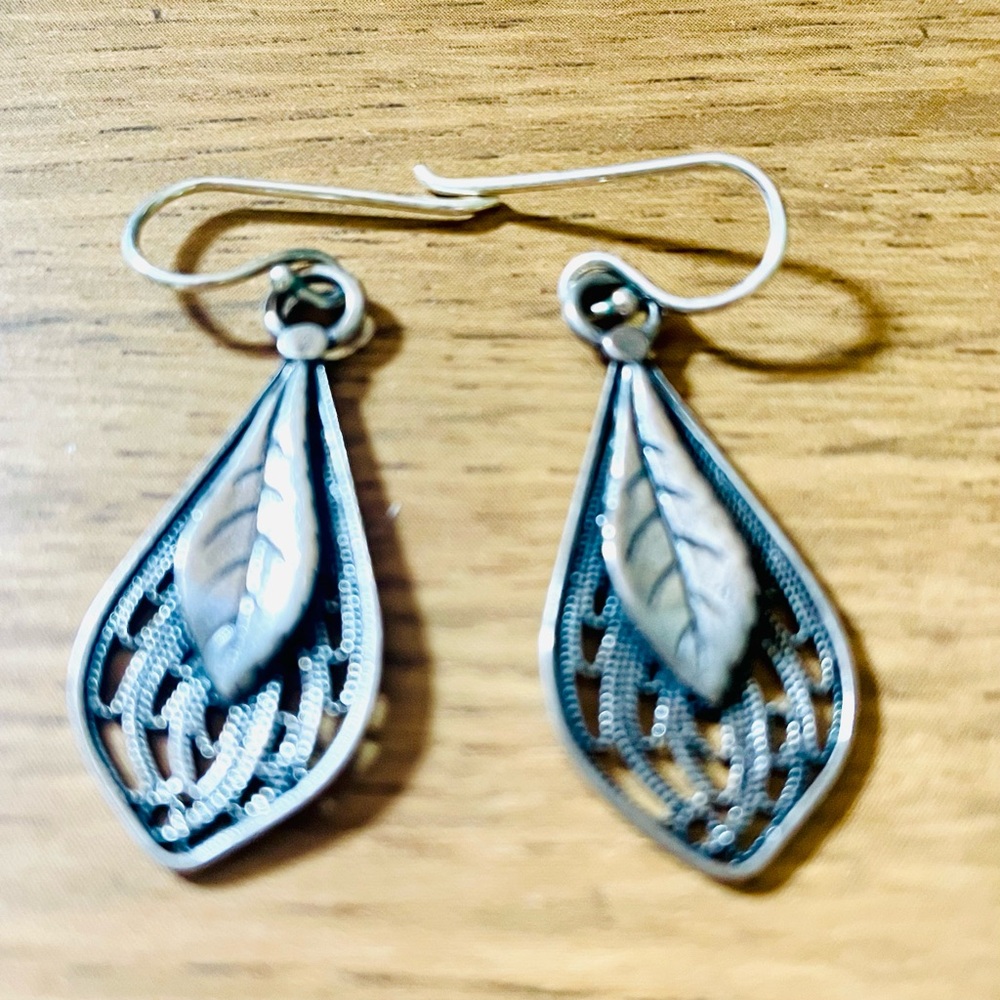 Leaf Dangle Sterling Silver Earrings - image 5